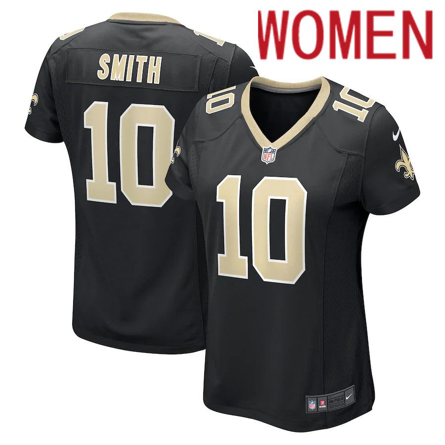 Women New Orleans Saints #10 TreQuan Smith Nike Black Game NFL Jersey->women nfl jersey->Women Jersey